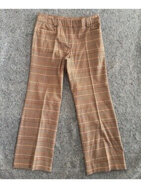 New York & Company 10 Plaid Dress Pants Brown Orange Straight Leg Trousers Y2